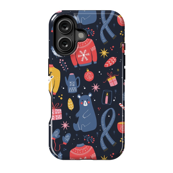 iPhone 16 StrongFit Christmas pattern dark by Jelena Obradovic