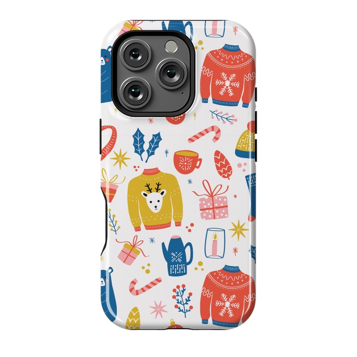 iPhone 16 Pro StrongFit Christmas pattern, white by Jelena Obradovic