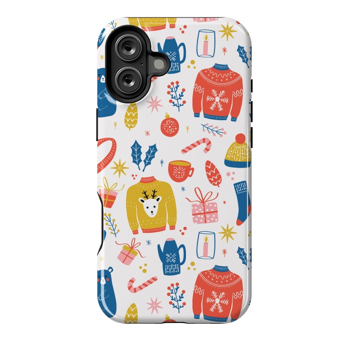 iPhone 16 Plus StrongFit Christmas pattern, white by Jelena Obradovic