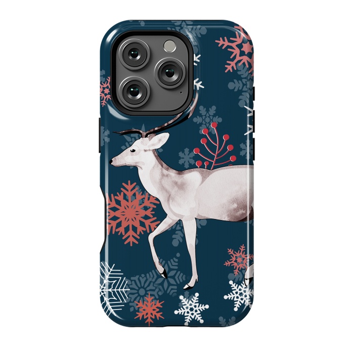 iPhone 16 Pro StrongFit Reindeer and snowflakes winter illustration by Oana 