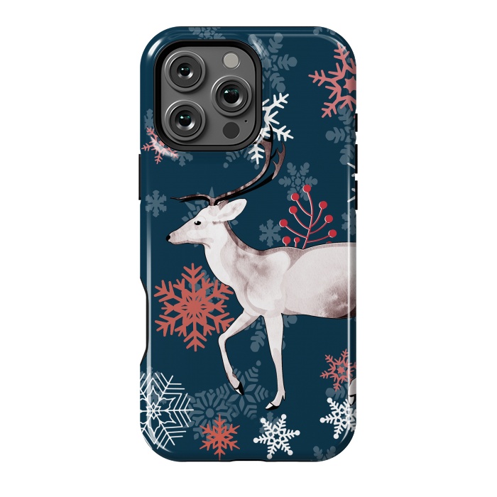 iPhone 16 Pro Max StrongFit Reindeer and snowflakes winter illustration by Oana 