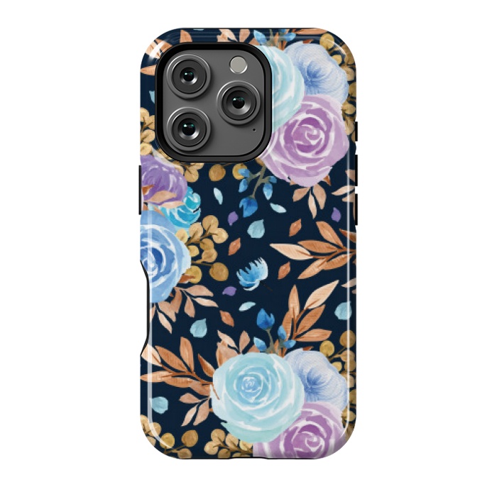 iPhone 16 Pro StrongFit blue purple floral pattern by MALLIKA