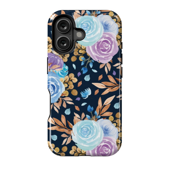 iPhone 16 StrongFit blue purple floral pattern by MALLIKA