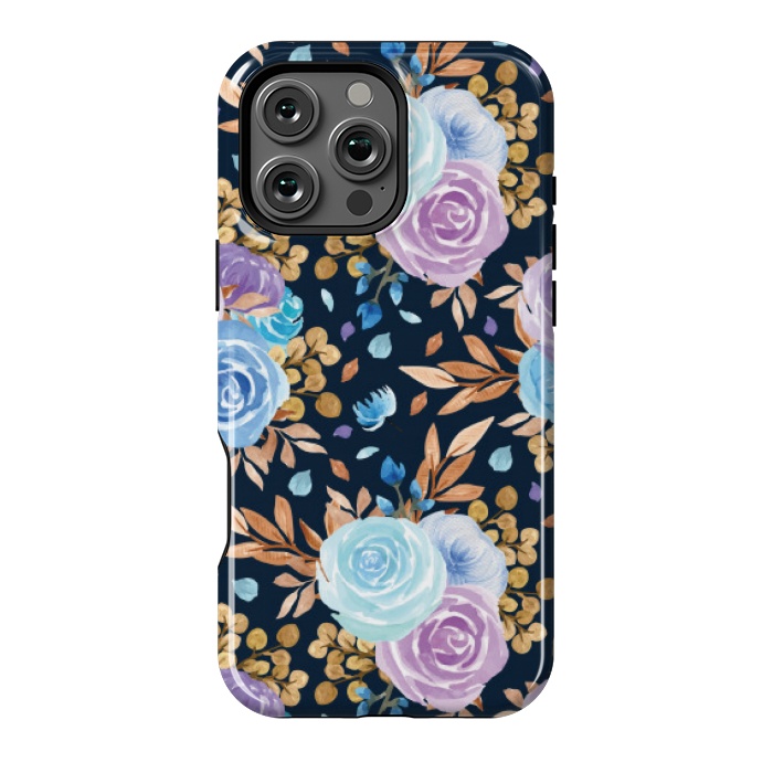 iPhone 16 Pro Max StrongFit blue purple floral pattern by MALLIKA