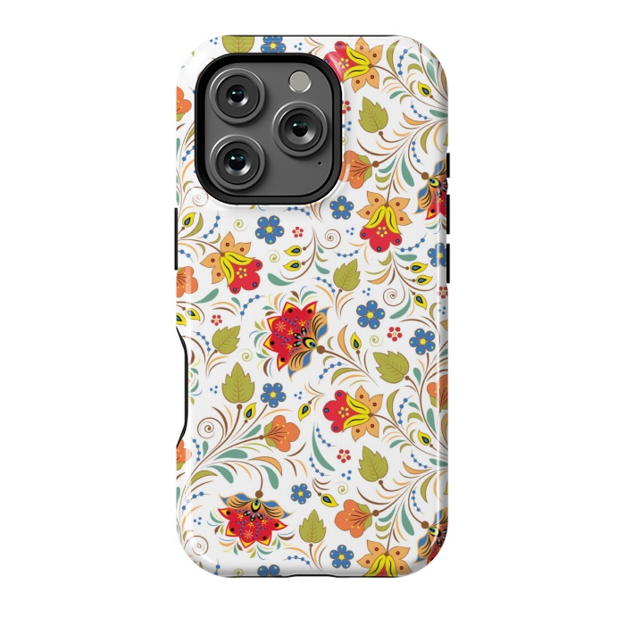 iPhone 16 Pro StrongFit red yellow floral pattern by MALLIKA