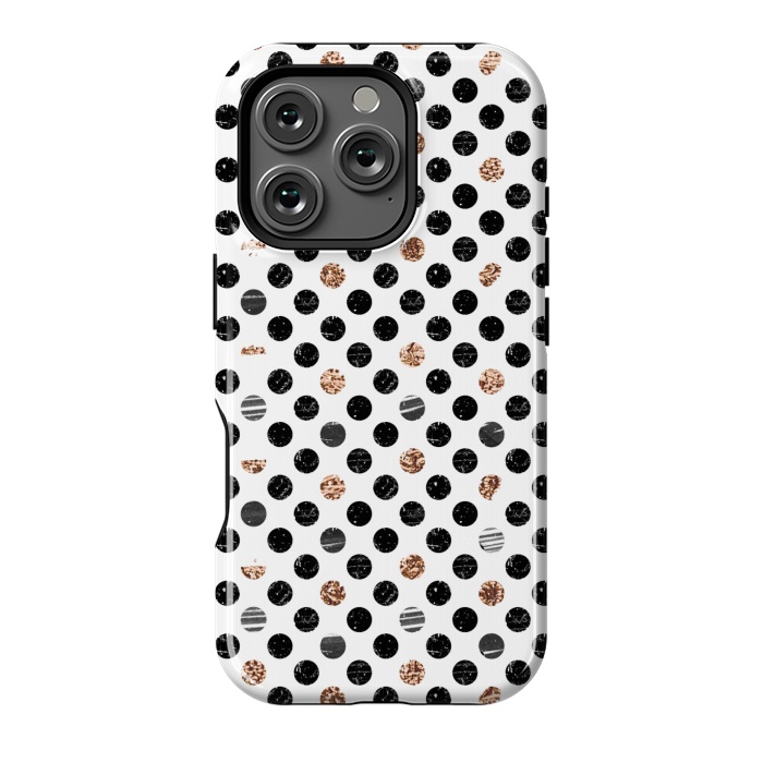 iPhone 16 Pro StrongFit Ink and gold glitter polka dots by Oana 