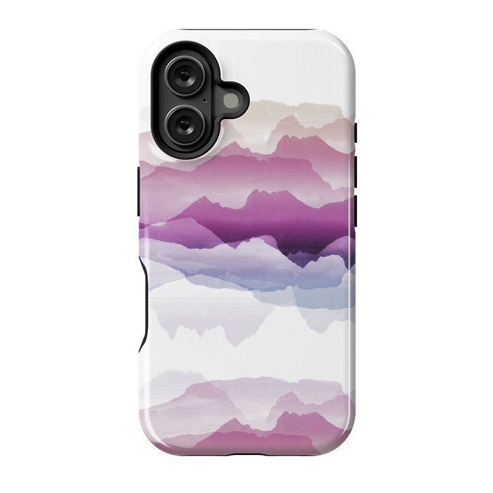 iPhone 16 StrongFit Pink blue gradient mountain landscape by Oana 