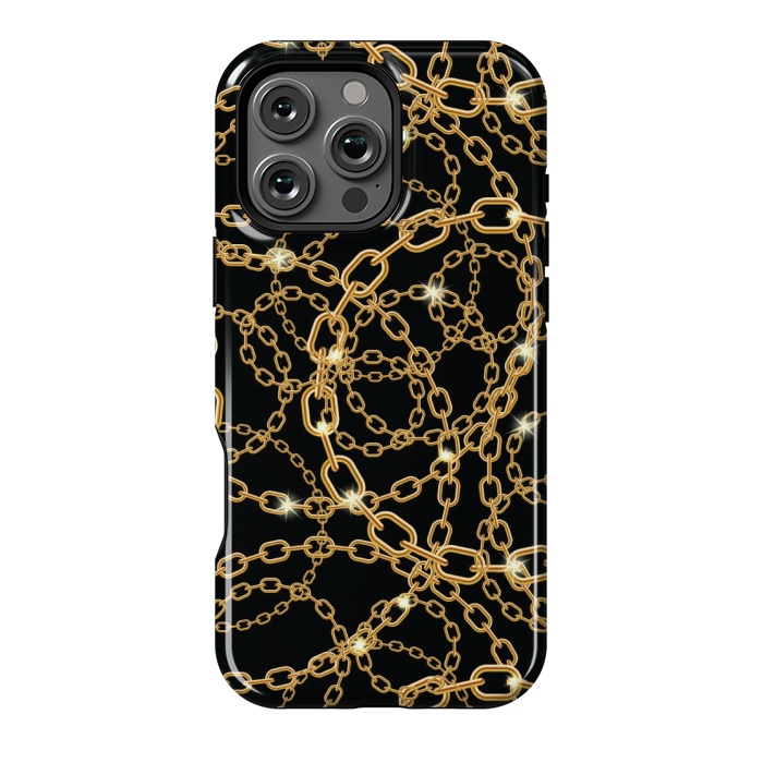 iPhone 16 Pro Max StrongFit GOLDEN BLACK CHAIN PATTERN by MALLIKA