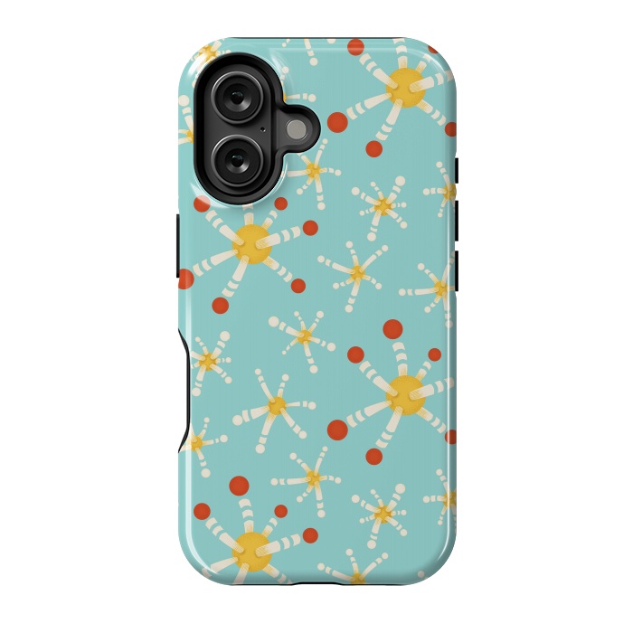 iPhone 16 StrongFit Retro Modern Fun Science Microbiology Pattern by Boriana Giormova