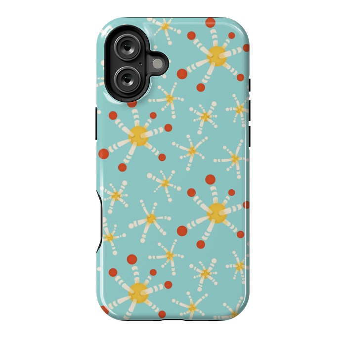 iPhone 16 Plus StrongFit Retro Modern Fun Science Microbiology Pattern by Boriana Giormova