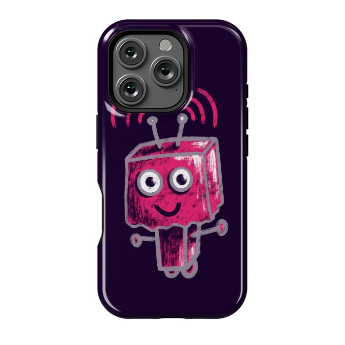 iPhone 16 Pro StrongFit Cute Pink Robot With Paper Bag Head Kids by Boriana Giormova