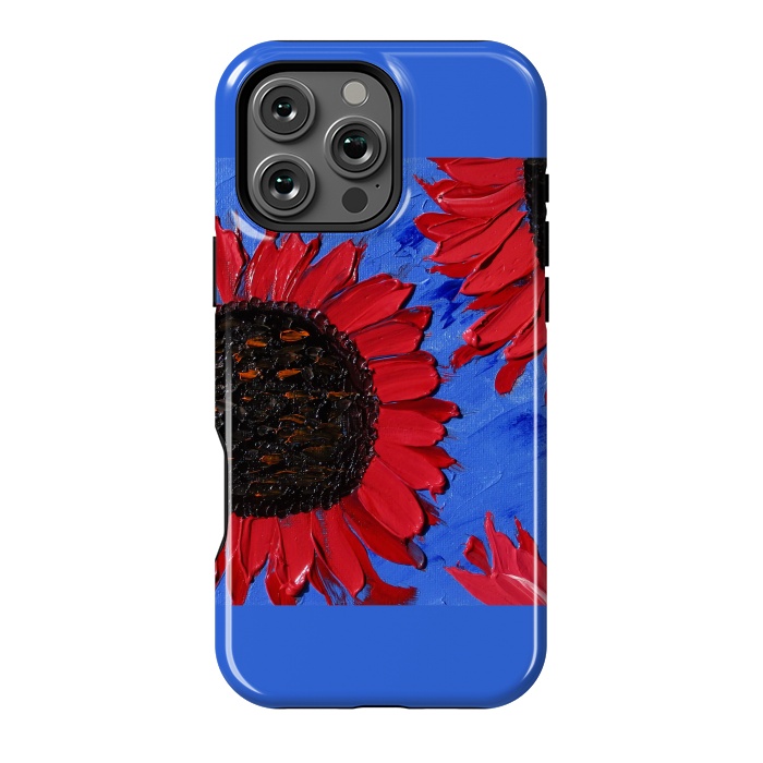 iPhone 16 Pro Max StrongFit Red sunflowers art by ArtKingdom7