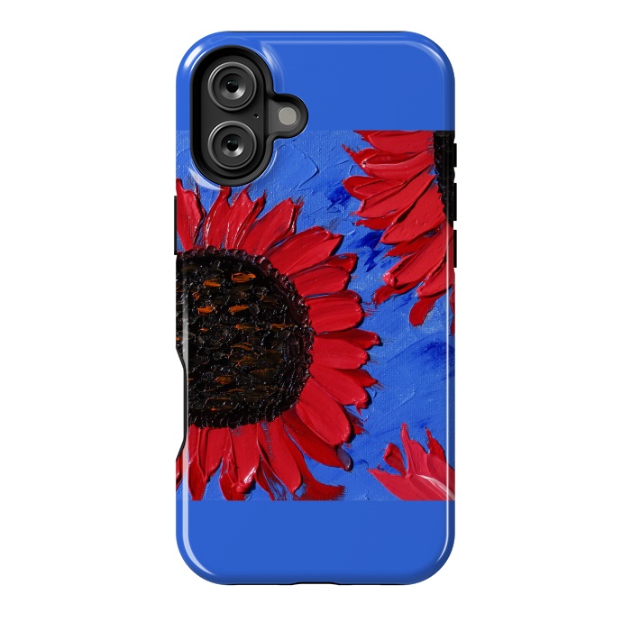 iPhone 16 Plus StrongFit Red sunflowers art by ArtKingdom7