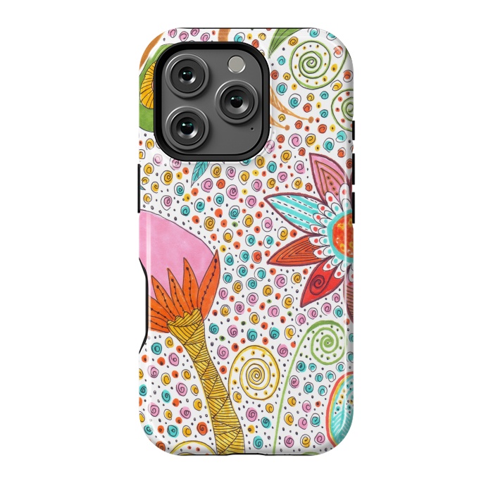 iPhone 16 Pro StrongFit Floral mandala dot art by ArtKingdom7