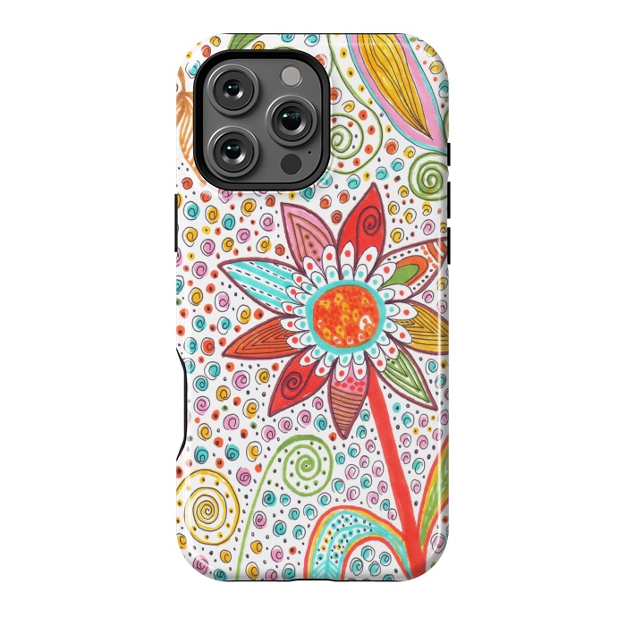 iPhone 16 Pro Max StrongFit Floral mandala dot art by ArtKingdom7