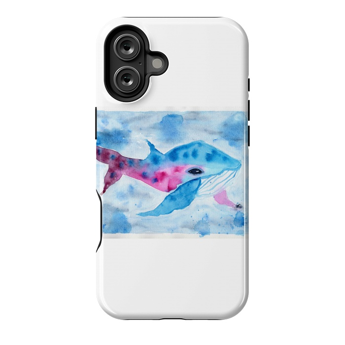 iPhone 16 Plus StrongFit Baby whale watercolor by ArtKingdom7