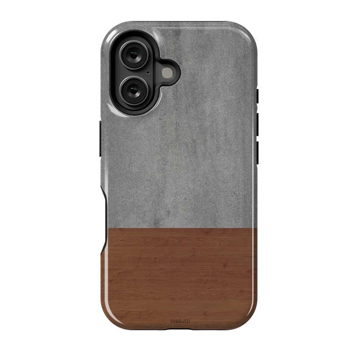 iPhone 16 StrongFit Concrete-Touch of a Wood by ''CVogiatzi.