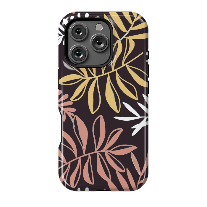 iPhone 16 Pro StrongFit Neutral modern tropical leaves by Oana 