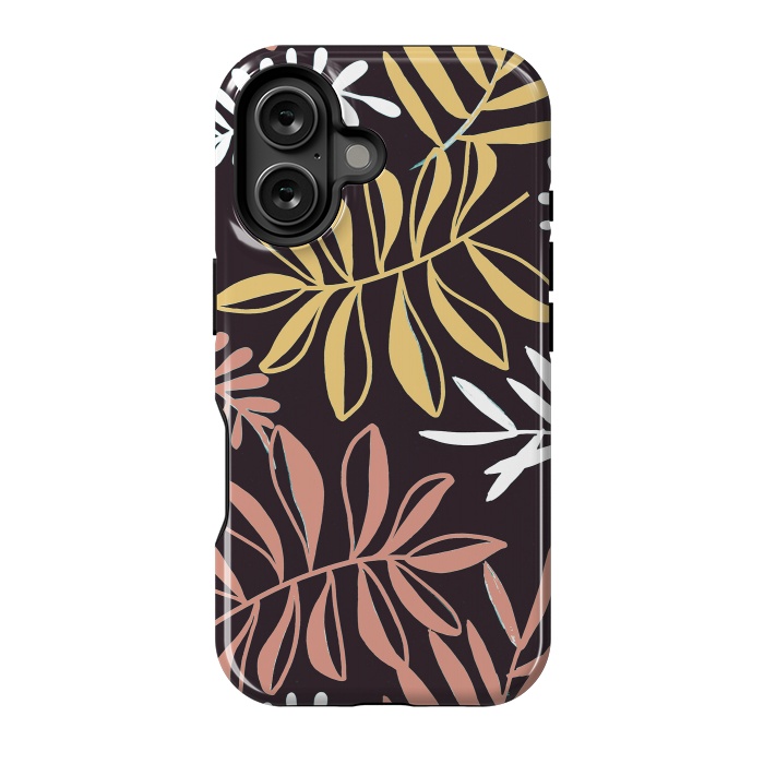 iPhone 16 StrongFit Neutral modern tropical leaves by Oana 