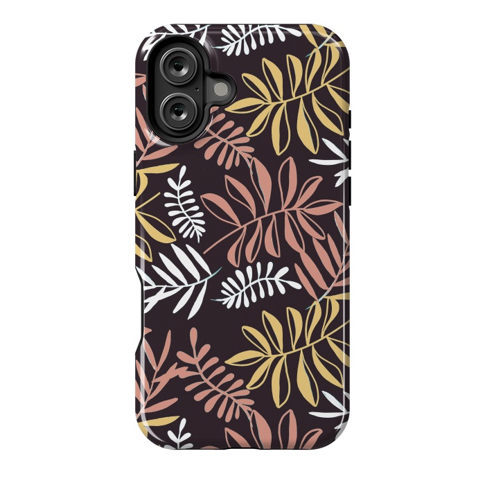 iPhone 16 Plus StrongFit Neutral modern tropical leaves by Oana 