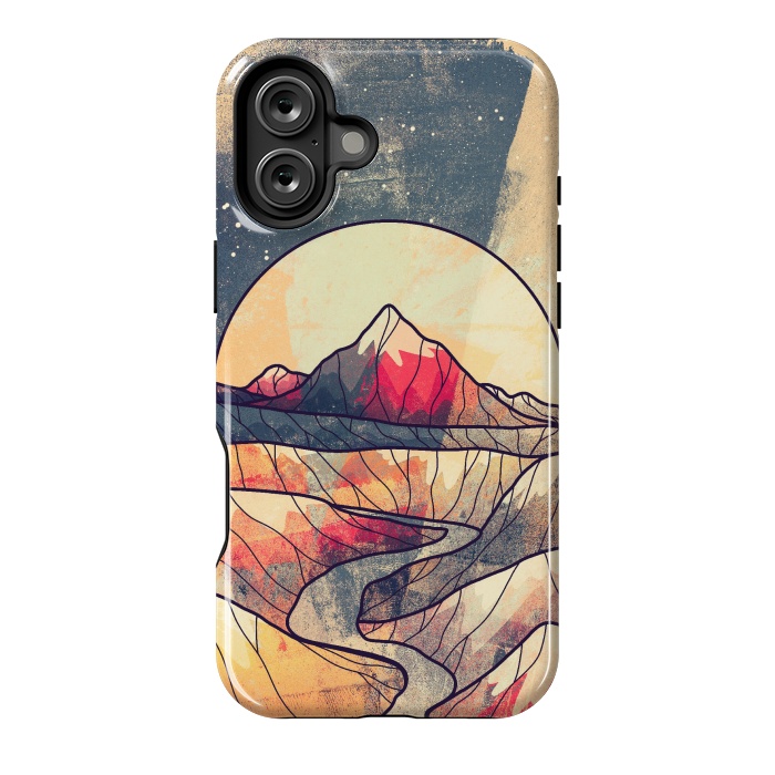 iPhone 16 Plus StrongFit Retro river mountains by Steve Wade (Swade)