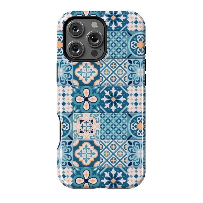 iPhone 16 Pro Max StrongFit blue tiles pattern 4 by MALLIKA