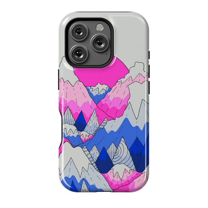 iPhone 16 Pro StrongFit The hot pink and blue peaks by Steve Wade (Swade)