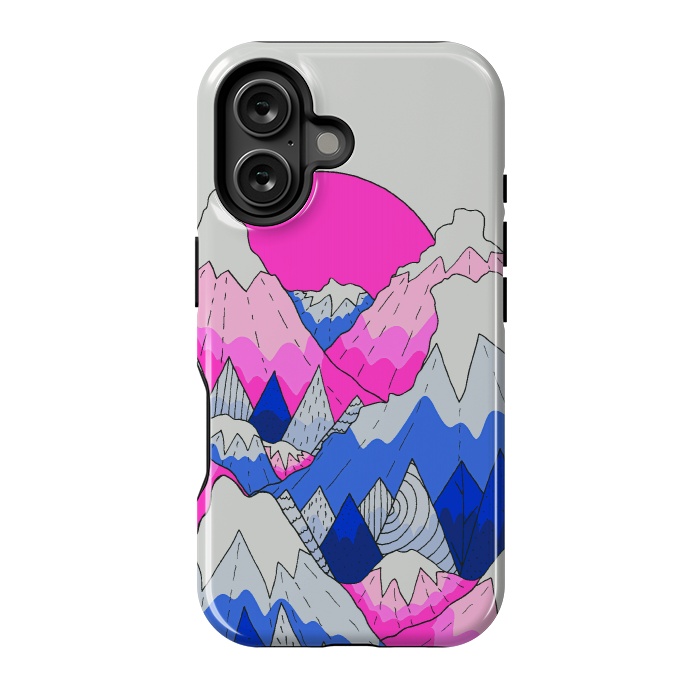 iPhone 16 StrongFit The hot pink and blue peaks by Steve Wade (Swade)