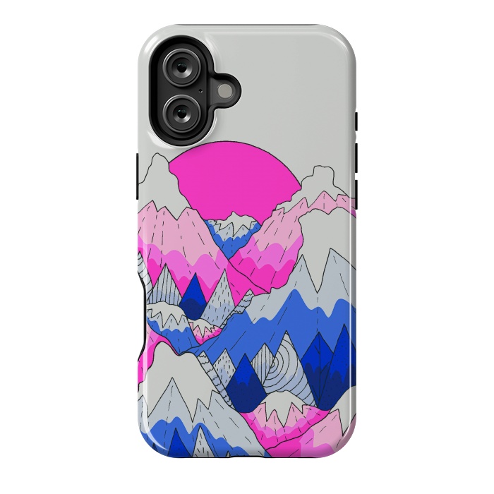 iPhone 16 Plus StrongFit The hot pink and blue peaks by Steve Wade (Swade)