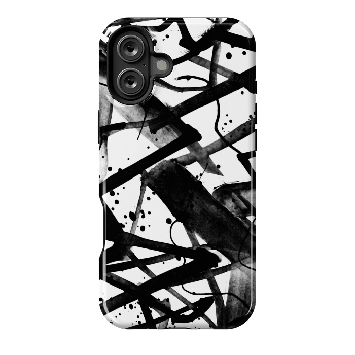 iPhone 16 Plus StrongFit Black ink brushed graffitti by Oana 