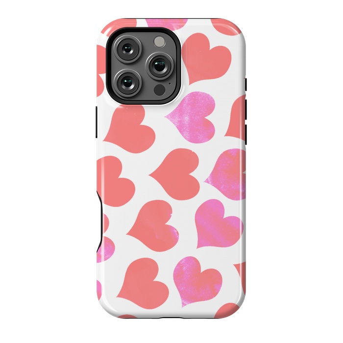 iPhone 16 Pro Max StrongFit Bold Red-Pink hearts by Oana 