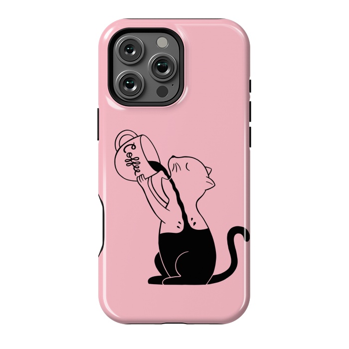 iPhone 16 Pro Max StrongFit Cat full coffee Pink by Coffee Man