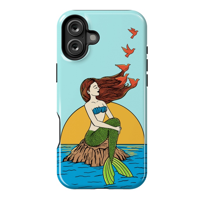 iPhone 16 Plus StrongFit Mermaid and birds by Coffee Man