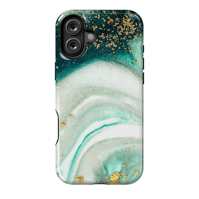 iPhone 16 Plus StrongFit Green Marble Swirls and Agate Ripples by ArtsCase