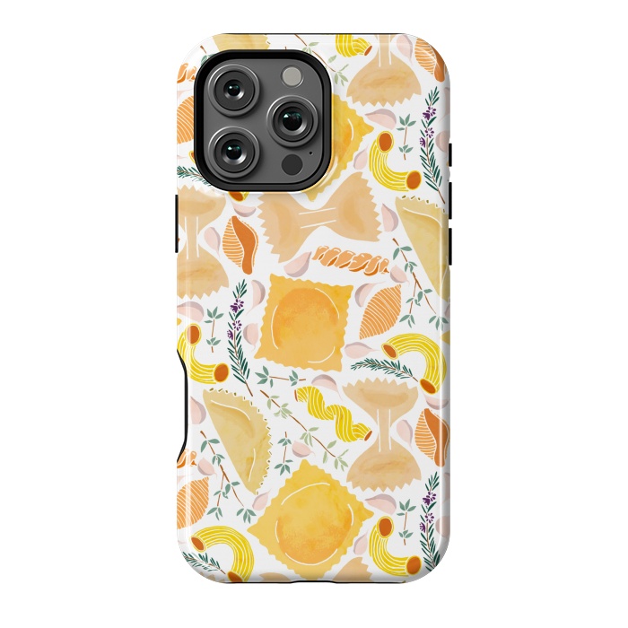 iPhone 16 Pro Max StrongFit Pasta Pattern on White by Tangerine-Tane