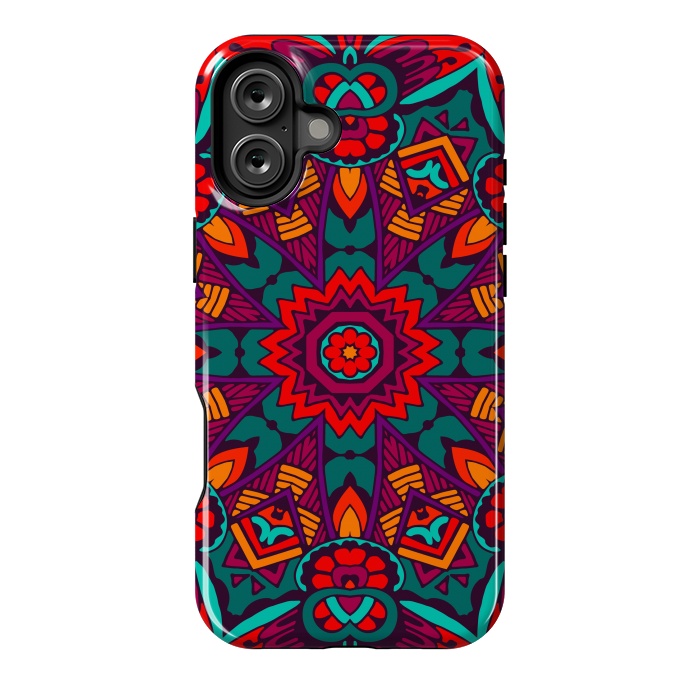 iPhone 16 Plus StrongFit red geometric mandala by haroulita