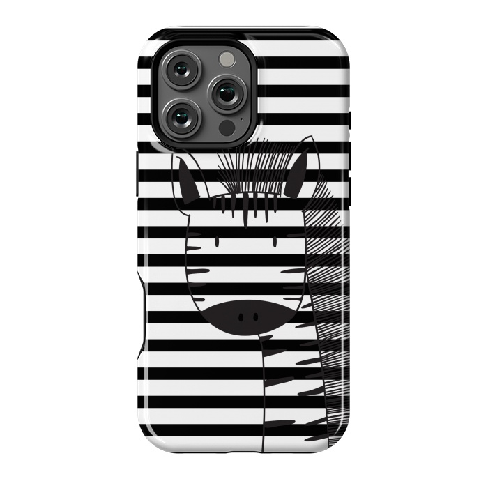 iPhone 16 Pro Max StrongFit minimal black white cute zebra by haroulita