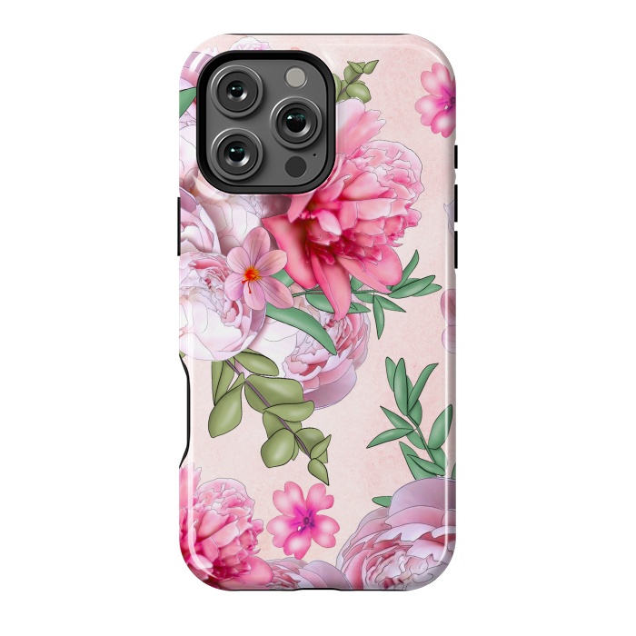 iPhone 16 Pro Max StrongFit purple pink peony flowers by haroulita