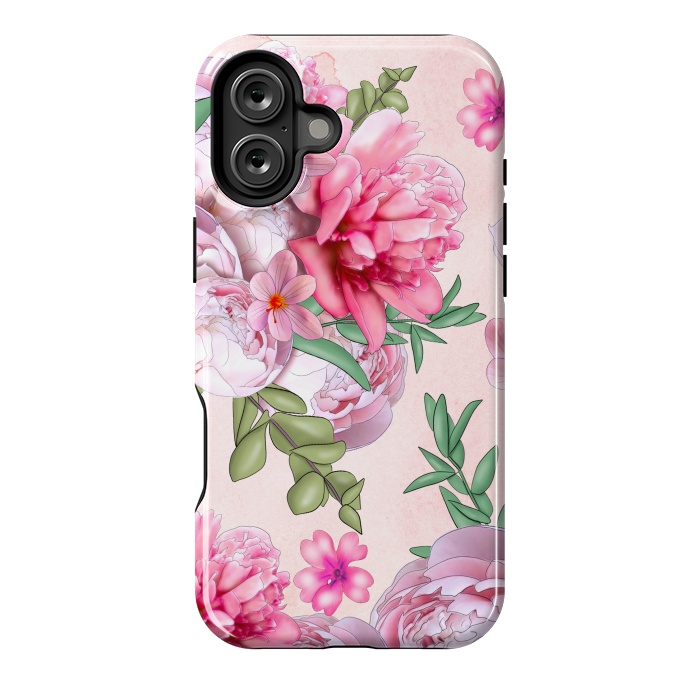 iPhone 16 Plus StrongFit purple pink peony flowers by haroulita