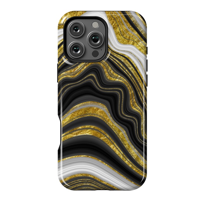 iPhone 16 Pro Max StrongFit elegant marble golden waves by haroulita