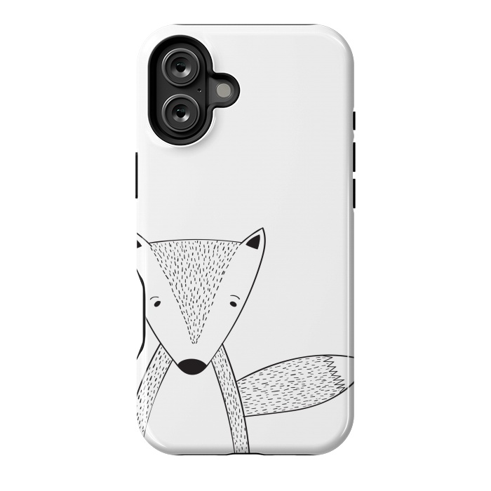 iPhone 16 Plus StrongFit cute black white fox by haroulita