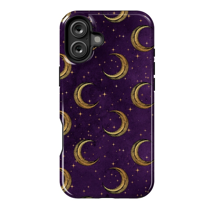 iPhone 16 Plus StrongFit gold moon in night sky by haroulita