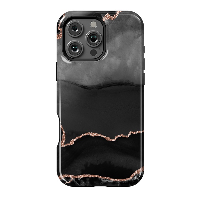 iPhone 16 Pro Max StrongFit black rosegold agate by haroulita