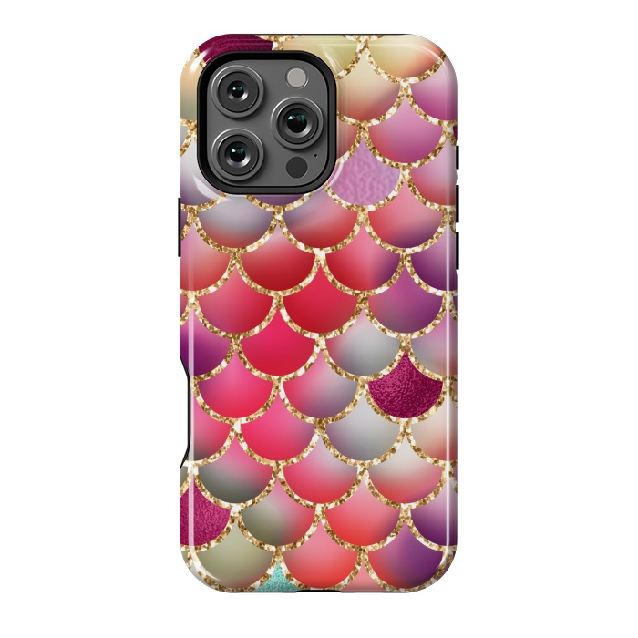 iPhone 16 Pro Max StrongFit colorful mermaid glitter scales by haroulita