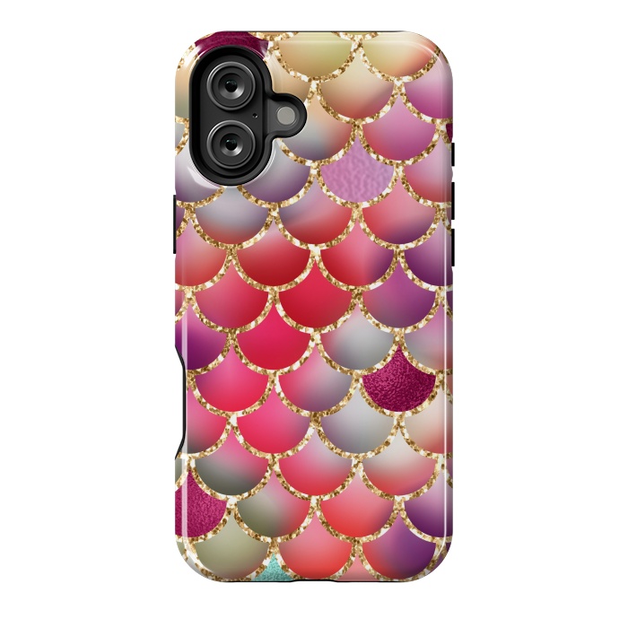 iPhone 16 Plus StrongFit colorful mermaid glitter scales by haroulita