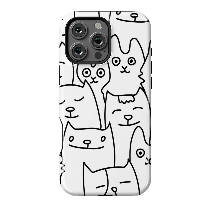 iPhone 16 Pro Max StrongFit black white funny cats by haroulita