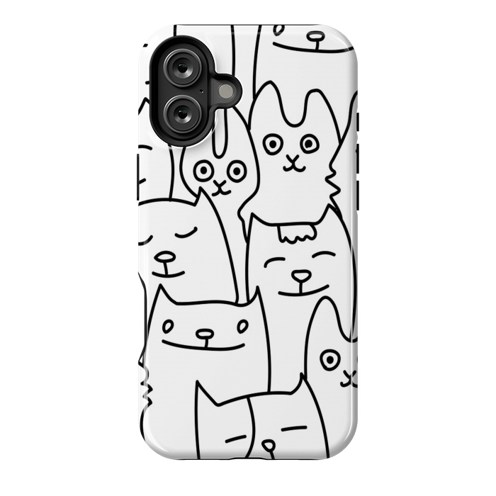 iPhone 16 Plus StrongFit black white funny cats by haroulita