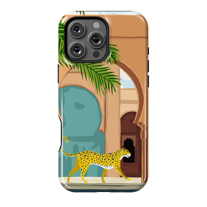 iPhone 16 Pro Max StrongFit Cheetah Under The Moroccan Arch by Uma Prabhakar Gokhale