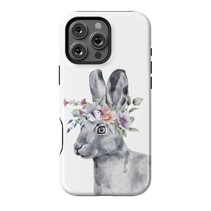 iPhone 16 Pro Max StrongFit cute watercolor rabbit with flowers by haroulita