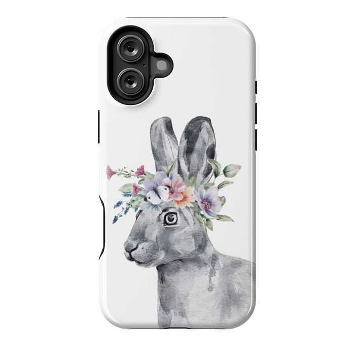 iPhone 16 Plus StrongFit cute watercolor rabbit with flowers by haroulita